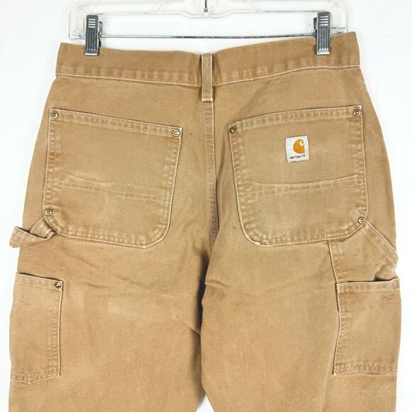 Carhartt Thrashed Destroyed B01 BRN Double Knee Carpenter Jeans Tan Size 31x30 - Picture 10 of 11
